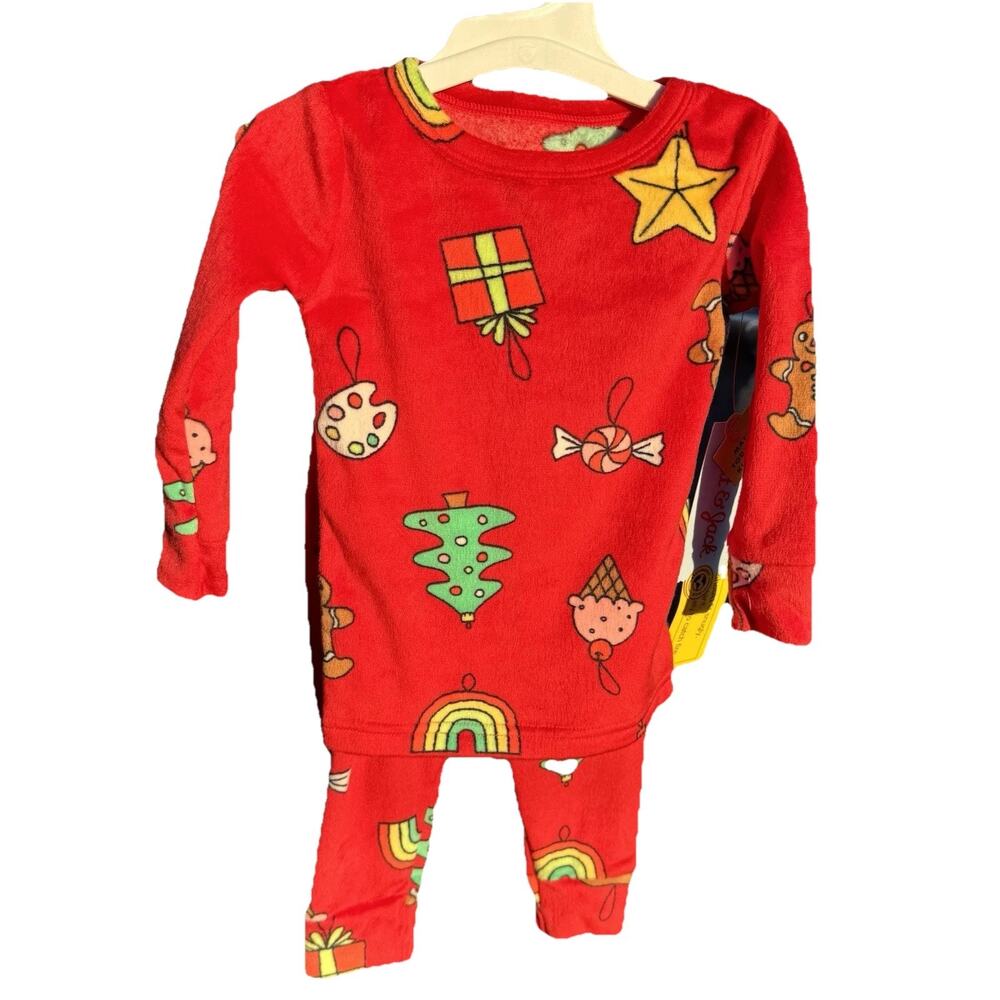NWT Cat & Jack Baby boy/Girl Red Christmas Holiday 2pc Long Pajama Set Size 12mo
